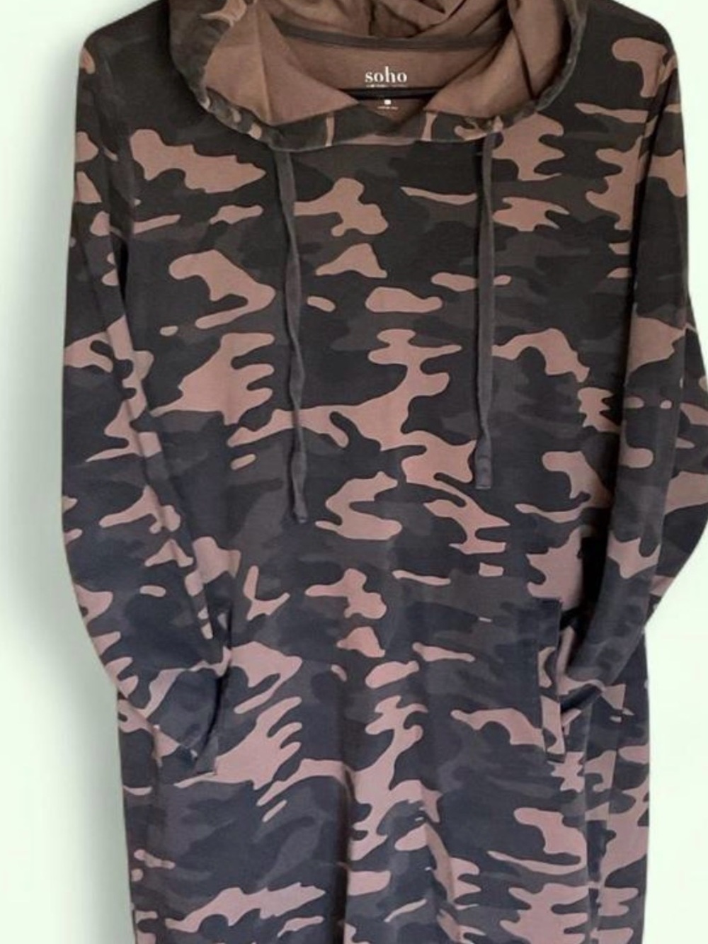 SOHO STREET New York & Co Camo Hoodie Dress Size L Pockets Lounge Athletic